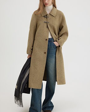 수입여성의류 데일리룩 양면 모직 코트 슬리브스 모직 코트