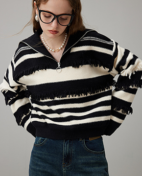 명품스타일 수입여성의류 태슬 세일러카라 니트 스웨터