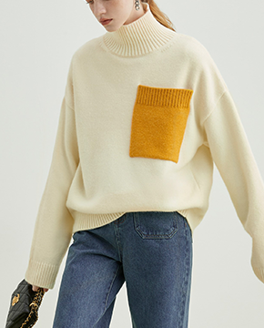 수입여성의류 영캐주얼 하프하이칼라 포켓포인트 스웨터